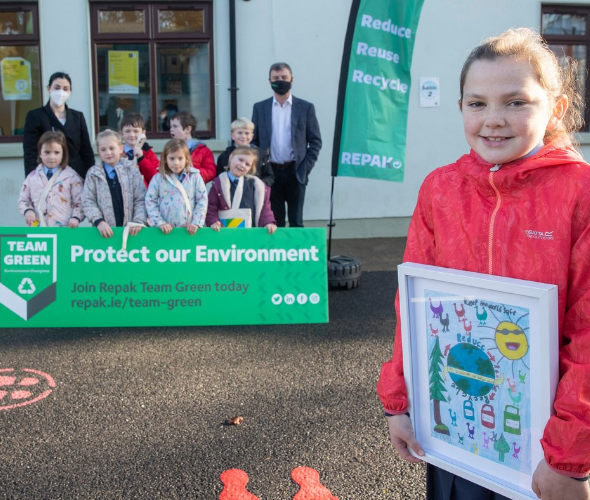 Molly Coogan Bride, age 9, from Scoil Naomh Pio  in Knockcommon, Co. Meath was today, 15 November, announced as the first winner of the  Repak ‘Team Green for Schools’ poster competition.